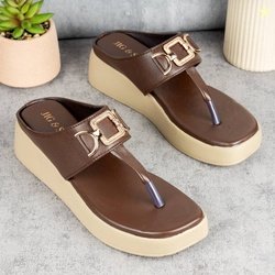 JIG & SID Women Wedges Sandal(Brown, Beige , 9)