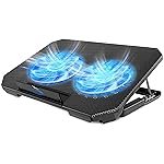 Fugen Laptop Cooling Pad Compatible For HP Dell Lenvo Toshiba Asus Acer etc Support Upto 15.6″” inch with Dual Fan/USB Port Height Adjustable/Blue LED Lights (Black)
