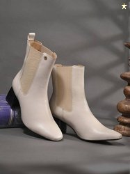 EL PASO El Paso Women Beige Faux Leather Casual Lace Up Boots Boots Fo