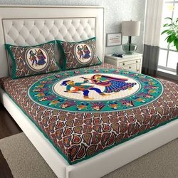 CLOTHOLOGY Cotton Double Flat 144 TC Jaipuri Prints Bedsheet(Pack of 1