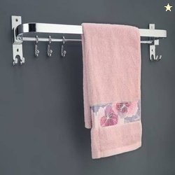 ADONZ Anti Rust 304 Folding Rod with Hooks, Towel Rack,Towel Bar 24 in