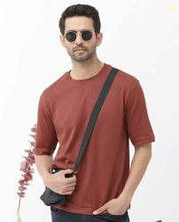 RARE RABBIT Men Solid Crew Neck Cotton Blend Brown T-Shirt