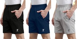 INDICLUB Pack of 3 Solid Men Black, Dark Blue, Silver Casual Shorts