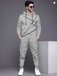 BLIVE Men Night Suit Set Grey Printed