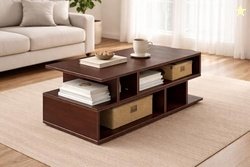 Green Soul Carya Engineered Wood Coffee Table (Walnut) | Living Room C