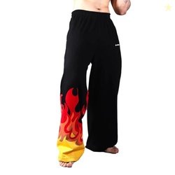 Aesthetic Flame Print Wide Leg Pants for Men | Oversized Gothic Street
