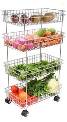 Privesh Stainless Steel Modern Kitchen Storage Rack, Folding Perforate