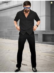 CLAFOUTIS Men Solid V-Neck T-shirt