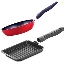 NIRLON Aluminium Non Stick Red Gas Stove Compatible Cookware - Tadka P