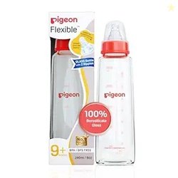 Pigeon Flexible Glass Nursing/Feeding Bottle With Added Nipple L,For 9