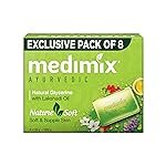Medimix Ayurvedic Natural Glycerine Bathing Soap With Lakshadi Oil For Soft, Supple & Moisturised Skin 125g (Combo Pack of 8) | Natural | Herbal | Paraben-free & Sulphate-free | 100% Vegan