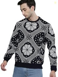 The Indian Garage Co Men Regular Fit Floral Crew Neck Overhead Sweatsh