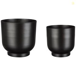 amazon basics Metal Plant Pots with Drainage Hole (Set of 2) | Indoor