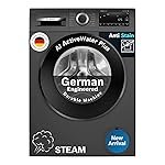 Bosch 9 kg, 5 Star, Anti Stain & AI Active Water+ Fully Automatic Front Load Washing Machine (WGA1420TIN, Pretreatment & Steam with Anti Bacteria, In-built Heater, Black Grey)