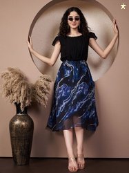 Fbella Print Georgette A-Line Midi Dress