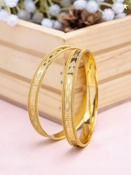 Zeraki Jewels Set Of 2 Textured Gold-Plated Bangles