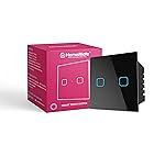 HomeMateÂ® WiFi 2 Gang Touch Switch | No Hub Required | Compatible with Alexa and Google Home | 15 A (1, Black)