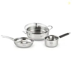 Lifelong Stainless Steel Kadai, Frypan & Saucepan for Cooking | 22 cm