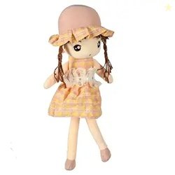 NATKHAT Cute Doll Lace Frock-Orange 35cm | Plush Toy for Kids | Cute a