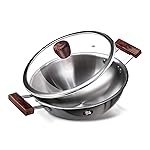 MILTON Pro cook Triply Wooden Handle and Gas Friendly Stainless Steel Kadai with Glass Lid I Non Stick Cookware I 3 Year Warranty, 22 cm, Silver