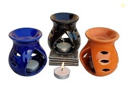 Pure Source India Ceramic Aroma Diffuser Burner (Multicolor) -Set of 3