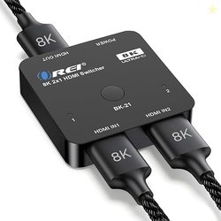 OREI 8K 2x1 HDMI Switch 4K @ 120hz by OREI - Auto HDMI Selector 48Gbos