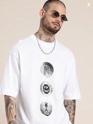 HERE&NOW Pure Cotton Graphic Printed Oversized T-shirt