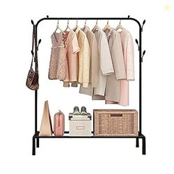 Lukzer | Freestanding Metal Cloth Stand with Bottom Storage Shelf & Co