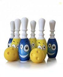 Protoner Kids Bowling Set, 6 Colorful Pins with Smiley Faces, 2 Yellow