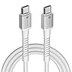 Portronics Konnect X 60W Type C to Type C Unbreakable Nylon Braided Cable, 2M Fast Charging Cable for iPhone 15 series, iPad, Samsung Galaxy & other Type C Devices(White)