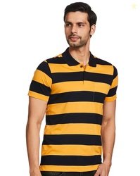 Fort Collins Striped Polo T-shirt with Patch Pocket