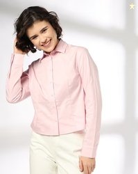 RIO BASIC Women Fitted Cotton Shirt with Spread Collar