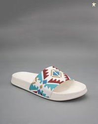 RED TAPE Women Geometric-Pattern Round-Toe Slides