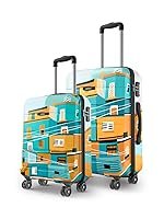 Safari Oasis 2 Pc 56 & 66 cms- Smalln& Medium Polycarbonate (PC) Hard Sided 8 Wheels 360 Degree Rotation Luggage Set/Suitcase Set/Trolley Bag (Multicolor)