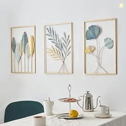FUNTEREST Gold Leaf Wall Decor Modern Wall Art Home Decor, Set of 3 Me