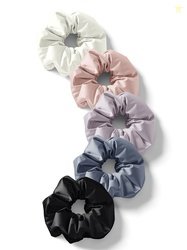 Mueras Women Lavender & Blue Set of 5 Solid Silk Satin Scrunchie