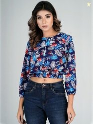 HERE&NOW Tropical Print Tropical Crop Top