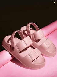 DressBerry Women Pink Textured Clogs