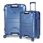 Verage Luxe Romero Set of 2 (M+L) Polycarbonate Hard Shell Luggage with TSA Lock, Lightweight Trolley Suitcase with Double Spinner Wheels, 5-Year International Warranty (24/28,Midnight Blue)