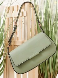 Accessorize London Women's Faux Leather Green Buckle Strap Bar Shoulde