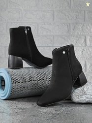 EL PASO EL PASO Women Black Suede Faux Leather Casual Chelsea Boots Bo