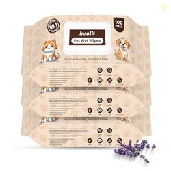 Incofit Anti-Bacterial 300 Pulls Pet Wet Wipes for Dogs, Puppies, Cats