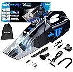 Woscher 578M 3in1 USB Rechargeable Car Vacuum Cleaner Cordless,Tyre Inflator,150 PSI Digital Air Pump for Car Tyre|120 Watt Car Vacuum Cleaner High Power 6000PA |LED Light| Auto Shut Off