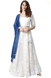 Janasya Women's White Poly Silk Lehenga Choli With Dupatta(White_X-Sma