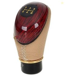 KOZDIKO Leatherette Wooden Finished Gear Knob Beige Car Gear Shift kno