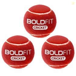 Boldfit Cricket Ball Rubber Tennis Ball Heavy,Red for Tournament,Lawn,