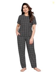 VJ Fashion Women's Cotton Lycra Printed & Knitted Round Neck Night Wea