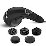 AGARO Atom Plus Electric Handheld Full Body Massager, 4 Massage Heads, Mesh Cover, Variable Speed Settings for Muscle Relief and Relaxation, Back, Leg & Foot (Black)