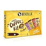 Bevzilla 24 Coffee Sachets & Frother | 24 X 2 Gram Sachets | 6 Pouches Each Flavour | CafÃ© Coffee Kit | Classic, Hazelnut, Vanilla & Butterscotch | Arabica Beans | Enjoy Hot & Cold