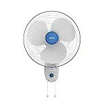 Havells Gatik Pro 400mm Wall Mount Fan | RPM: 1350 | Double string for Speed & Oscillation control | Thermal Overloaded Protected Motor | 100% Copper Wire Winding Motor | 2 Year Warranty (White Blue)